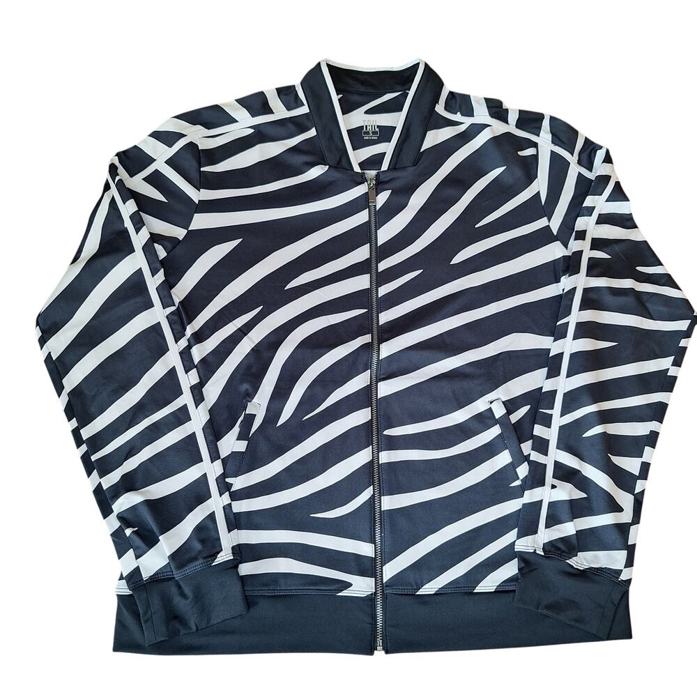 NWT TAIL Activewear Zebra Print Tennis Golf Zip Jacket Small Black White Stretch